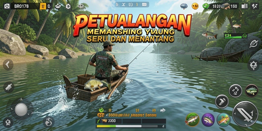 Tampilan gameplay BRO178 menampilkan aksi memancing yang mendebarkan.
