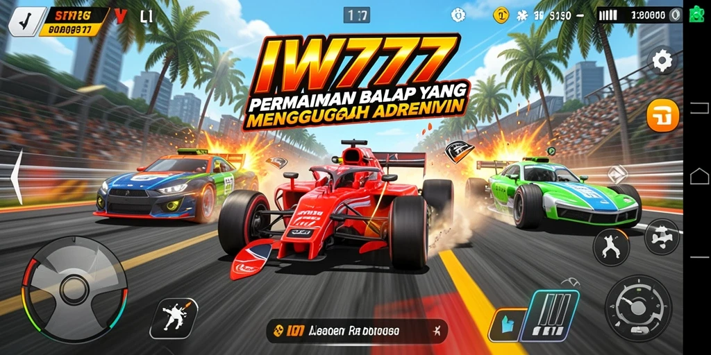 Tampilan gameplay balap yang mendebarkan di IW777.