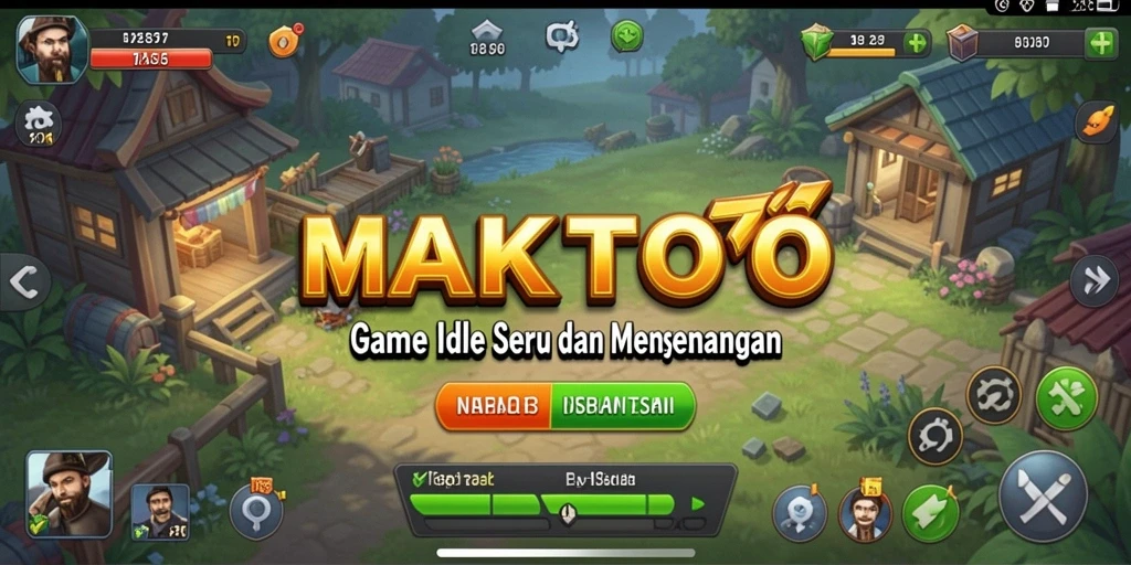 Tampilan gameplay MAKTOTO dengan karakter yang aktif mengumpulkan sumber daya.
