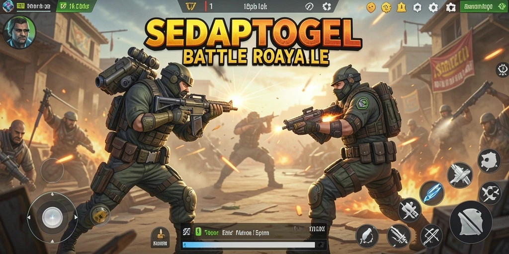 Menampilkan aksi seru dalam gameplay Battle Royale SEDAPTOGEL.