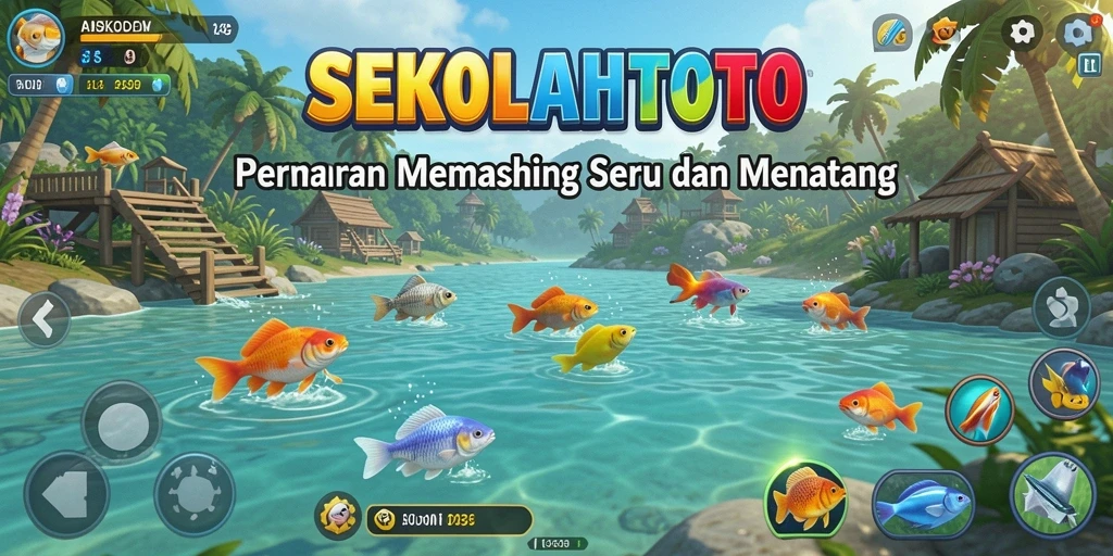 Tampilan gameplay <strong>SEKOLAHTOTO</strong> yang menampilkan momen memancing yang seru.