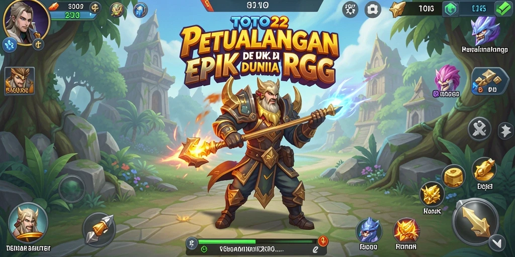 Screenshot utama TOTO22 menampilkan aksi pertarungan RPG yang seru.